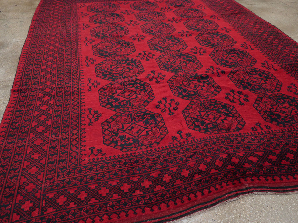 Vintage Central Asian Bokhara Room Size Carpet, No.23750 - Staging