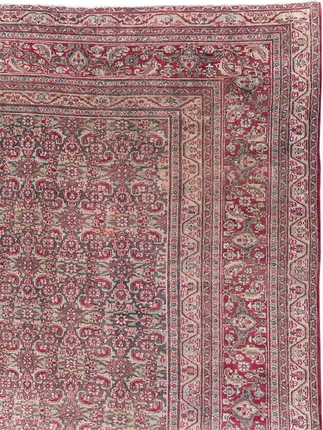 Antique Persian Mashad Long and Narrow Gallery Carpet, No.23767 - Staging