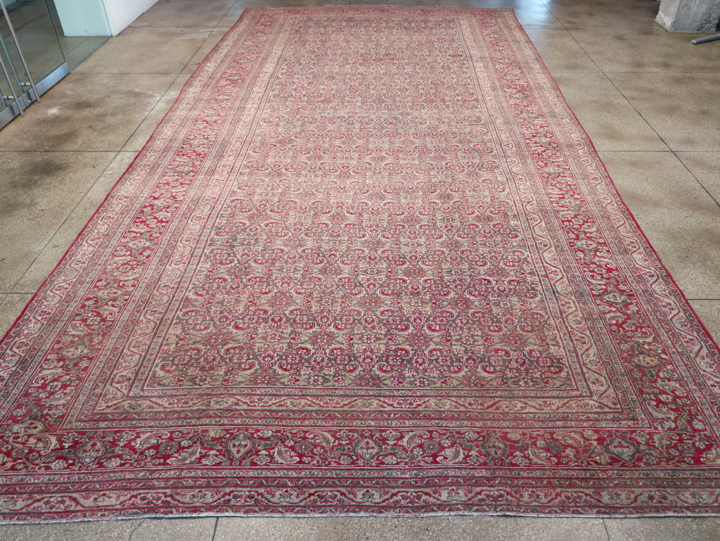 Antique Persian Mashad Long and Narrow Gallery Carpet, No.23767 - Staging