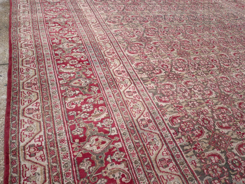 Antique Persian Mashad Long and Narrow Gallery Carpet, No.23767 - Staging