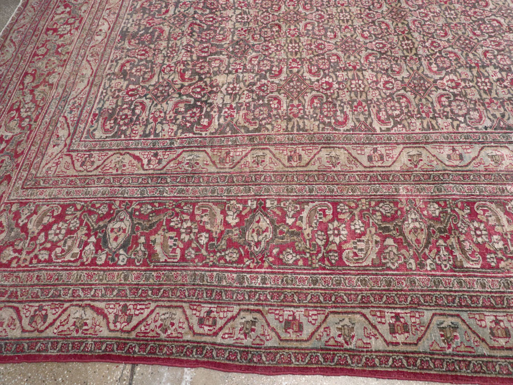 Antique Persian Mashad Long and Narrow Gallery Carpet, No.23767 - Staging