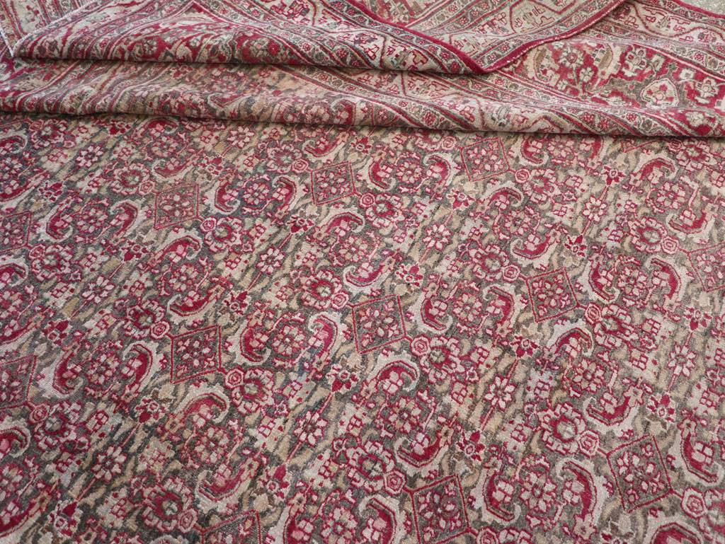 Antique Persian Mashad Long and Narrow Gallery Carpet, No.23767 - Staging