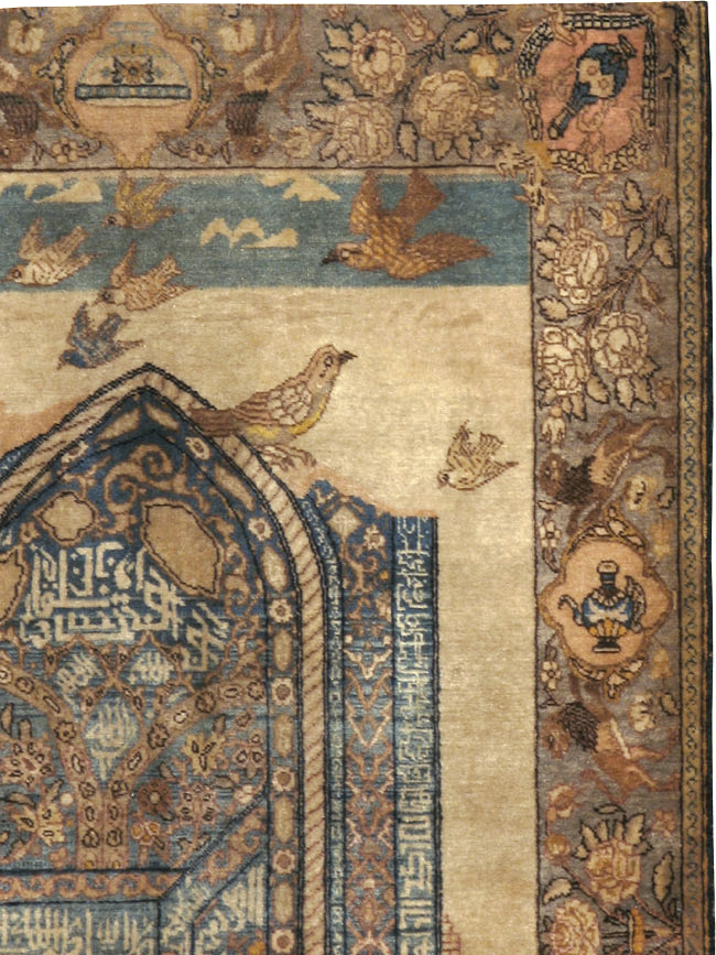 Vintage Persian Tabriz Pictorial Rug, No.23768 - Staging