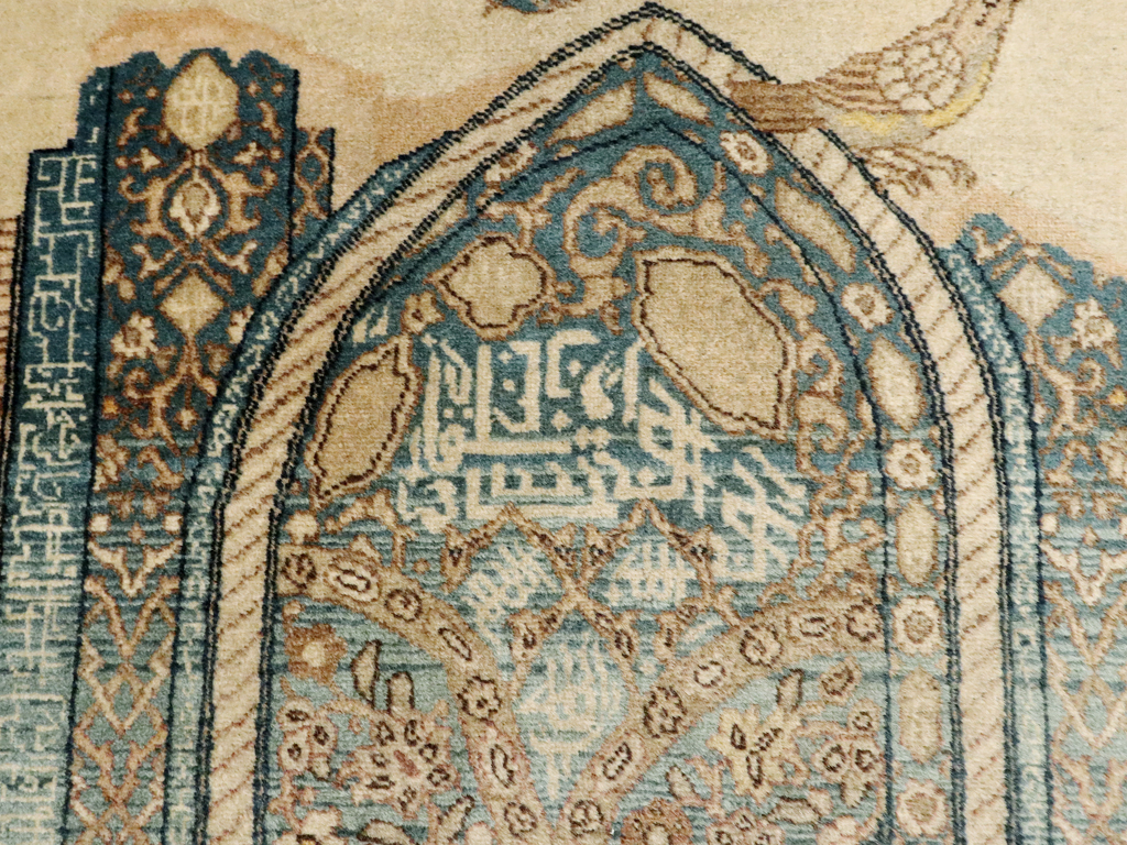 Vintage Persian Tabriz Pictorial Rug, No.23768 - Staging