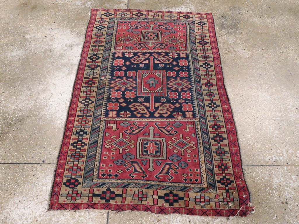 Vintage Turkish Anatolian Distressed Rug, No.23788 - Staging