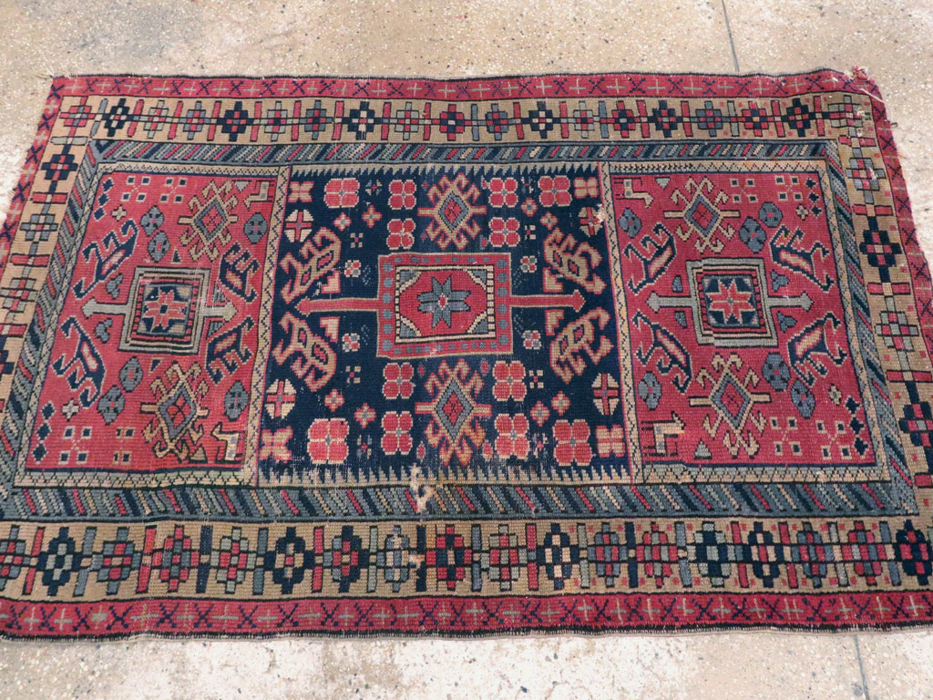 Vintage Turkish Anatolian Distressed Rug, No.23788 - Staging