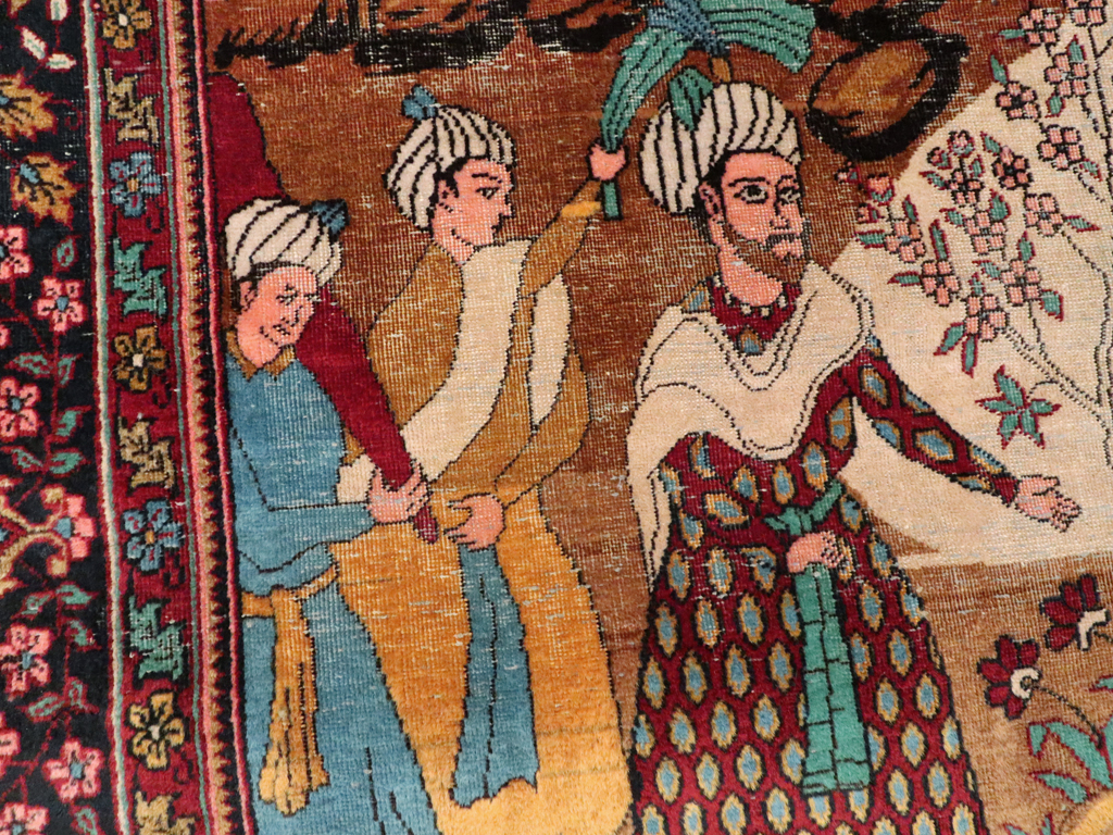 Vintage Indian Lahore Pictorial Rug, No.23797 - Staging