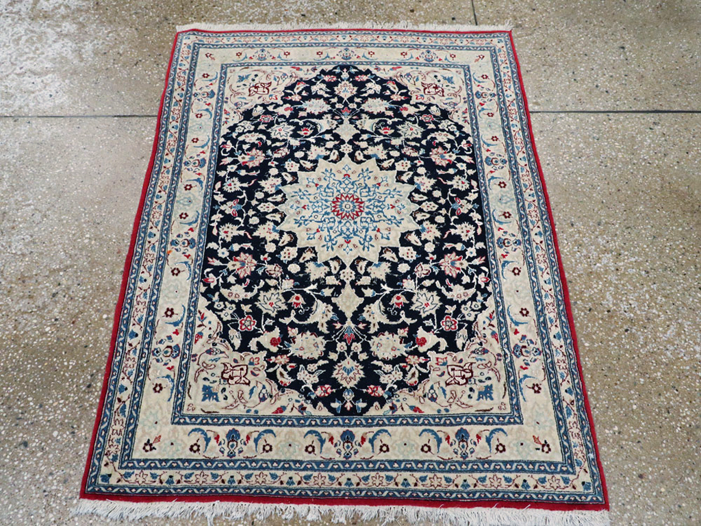 Vintage Persian Nain Rug, No.23799 - Staging
