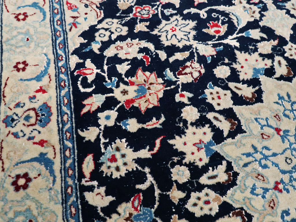 Vintage Persian Nain Rug, No.23799 - Staging