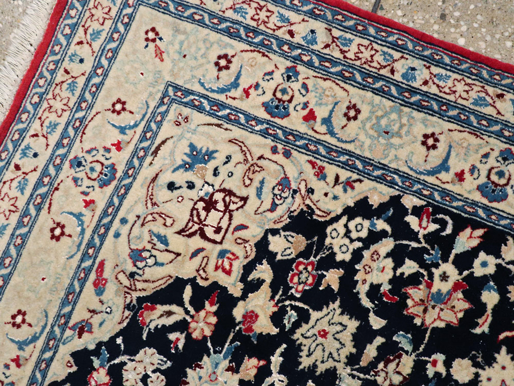 Vintage Persian Nain Rug, No.23799 - Staging