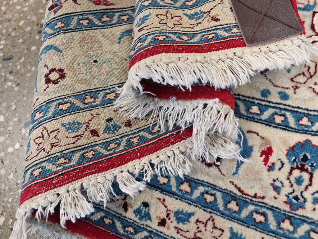 Vintage Persian Nain Rug, No.23799 - Staging