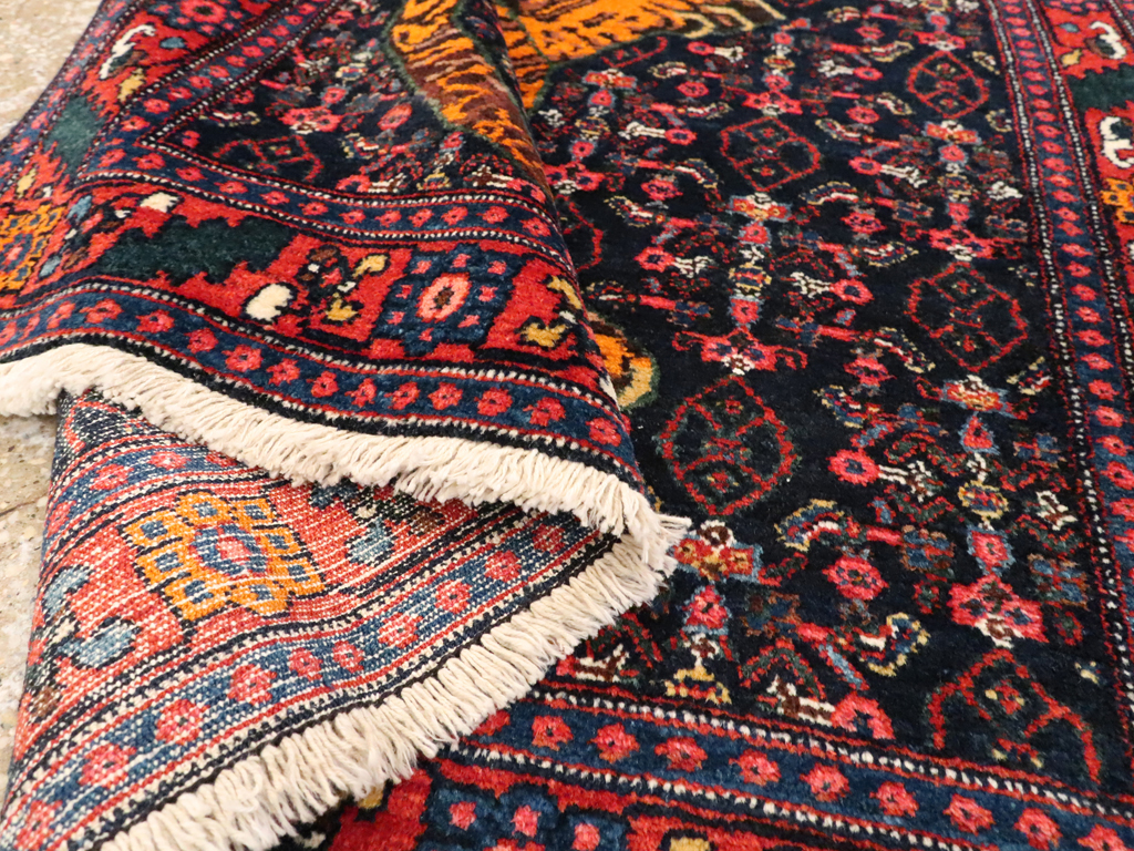 Vintage Persian Senneh Pictorial Rug, No.23836 - Staging