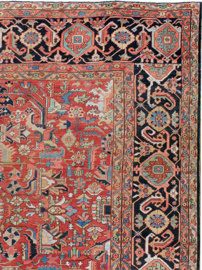Antique Persian Heriz Carpet, No.23840 - Staging