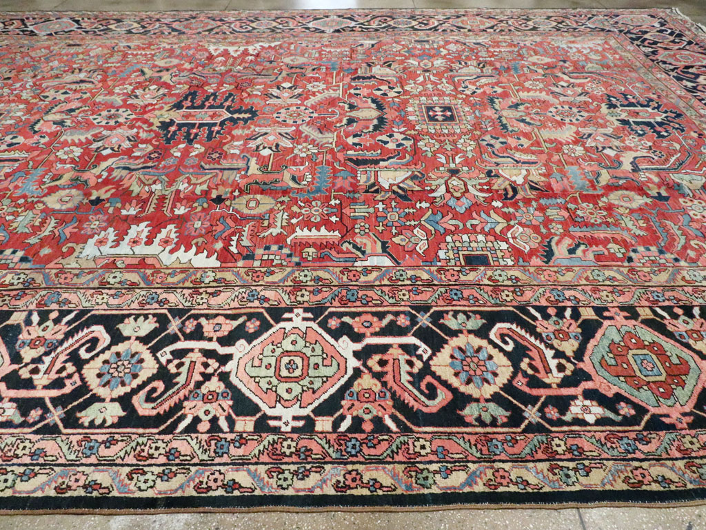 Antique Persian Heriz Carpet, No.23840 - Staging