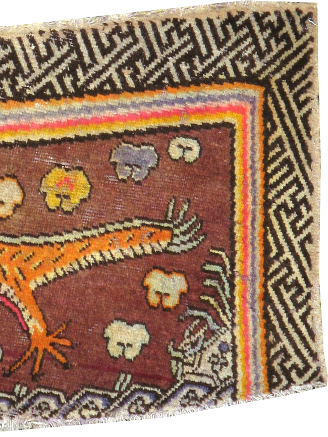 Antique East Turkestan Khotan Pictorial Rug, No.23886 - Staging