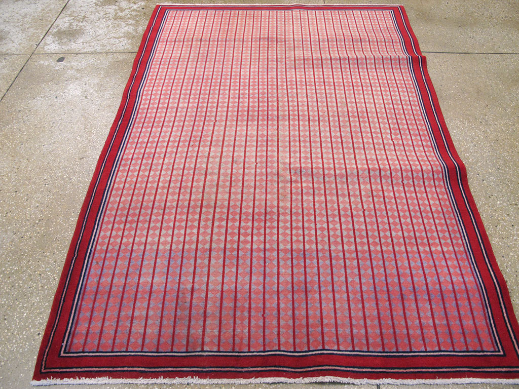 Vintage Persian Kashan Modernist Rug, No.23889 - Staging