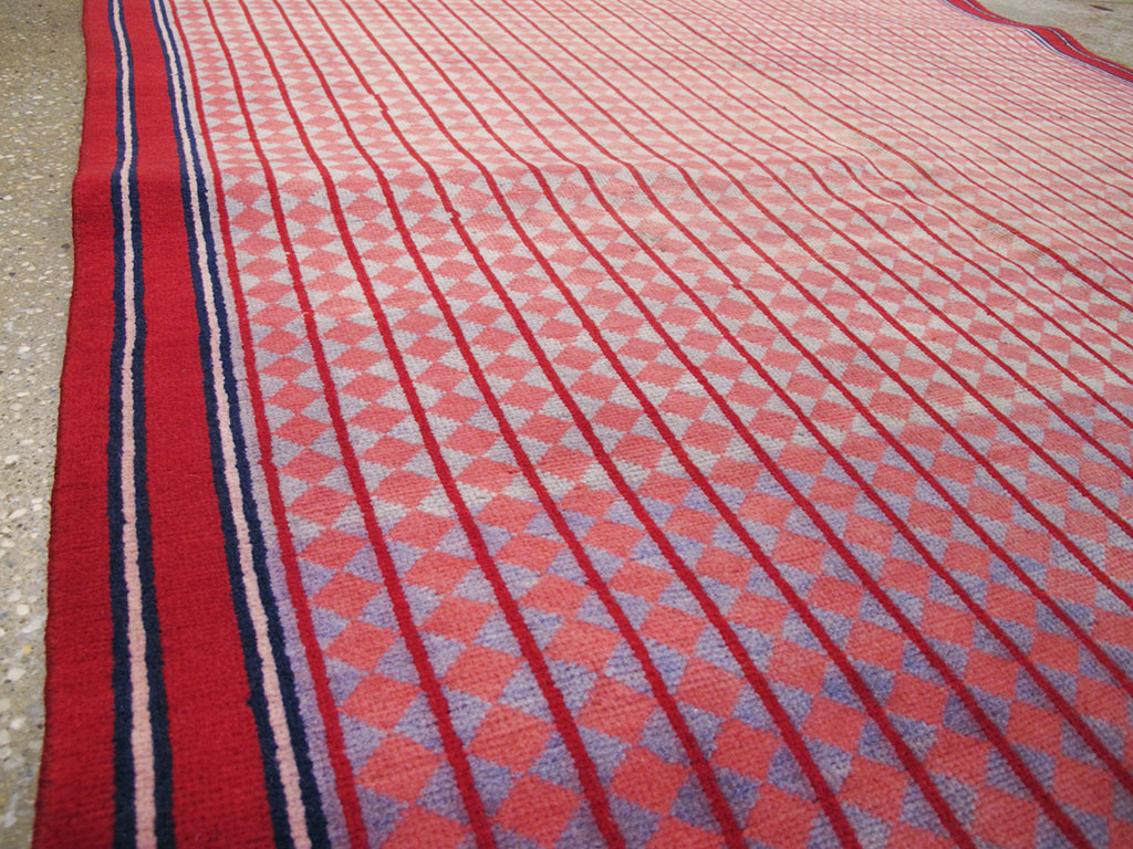 Vintage Persian Kashan Modernist Rug, No.23889 - Staging