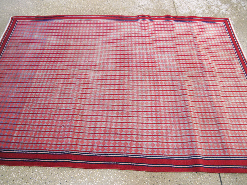 Vintage Persian Kashan Modernist Rug, No.23889 - Staging