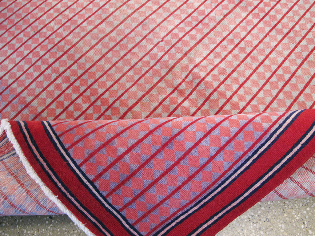 Vintage Persian Kashan Modernist Rug, No.23889 - Staging