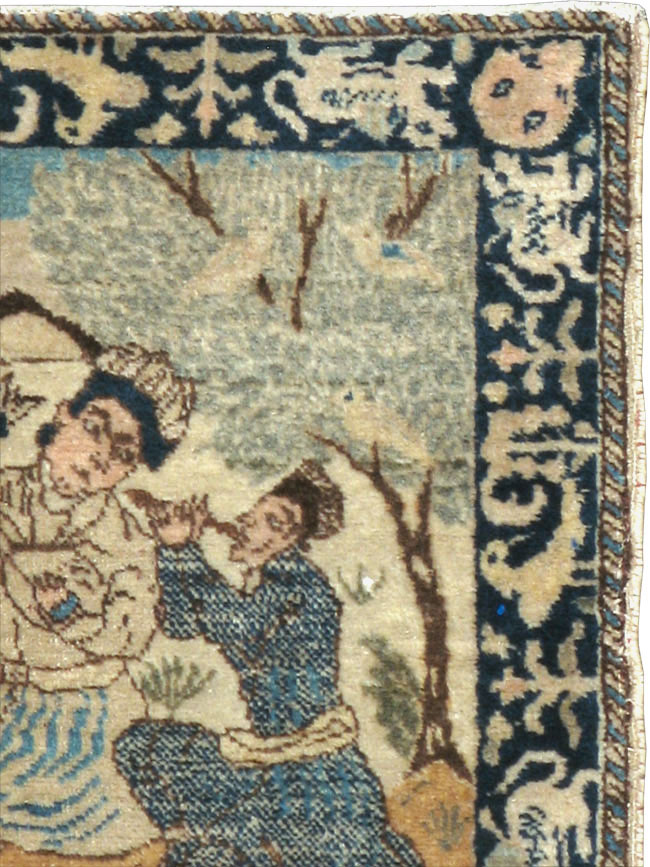 Vintage Persian Tabriz Pictorial Rug (Pair: 1 of 2), No.23892 - Staging