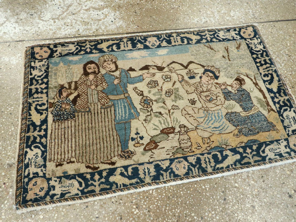 Vintage Persian Tabriz Pictorial Rug (Pair: 1 of 2), No.23892 - Staging