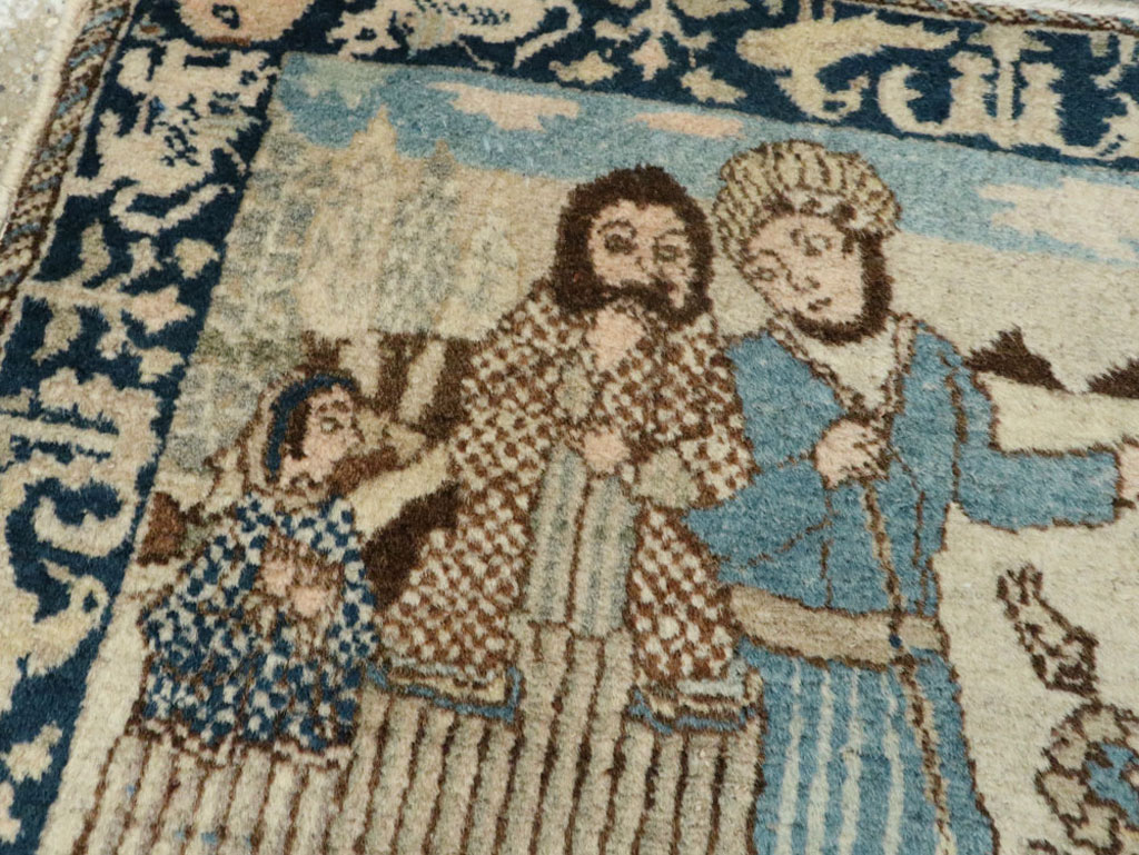 Vintage Persian Tabriz Pictorial Rug (Pair: 1 of 2), No.23892 - Staging