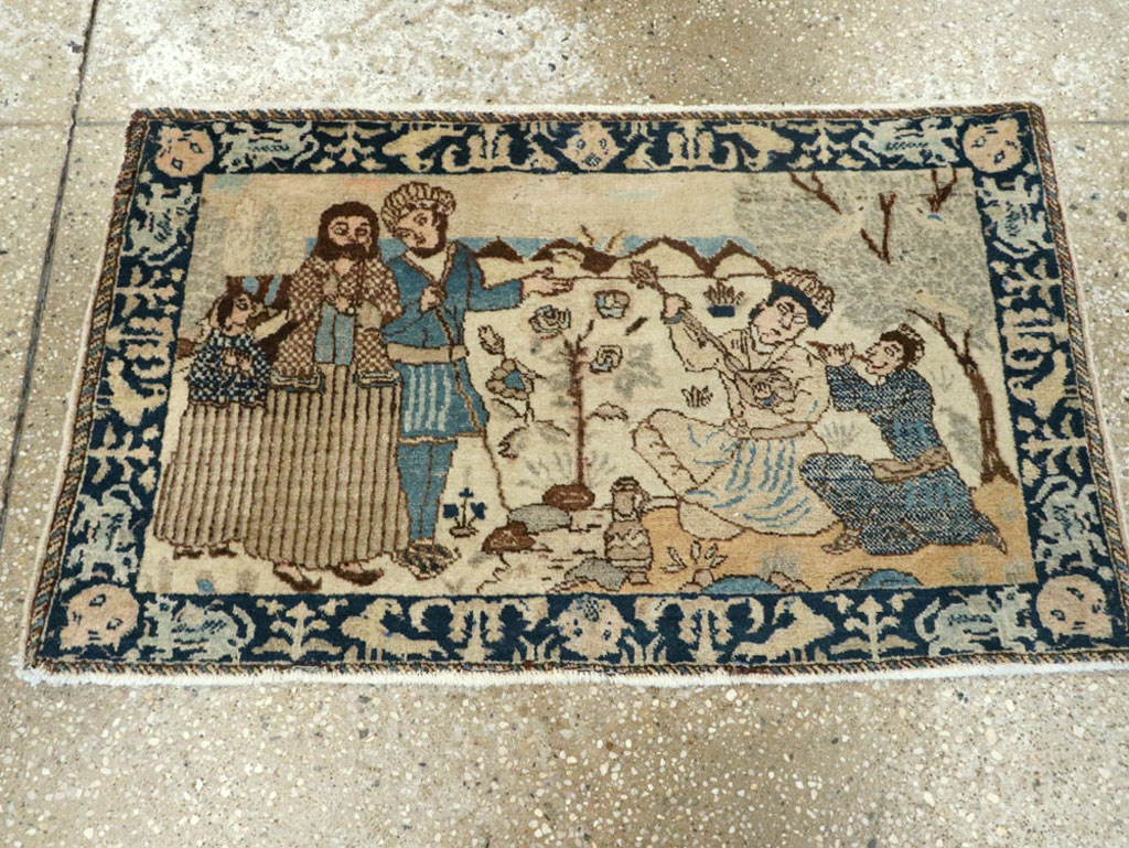 Vintage Persian Tabriz Pictorial Rug (Pair: 2 of 2), No.23893 - Staging