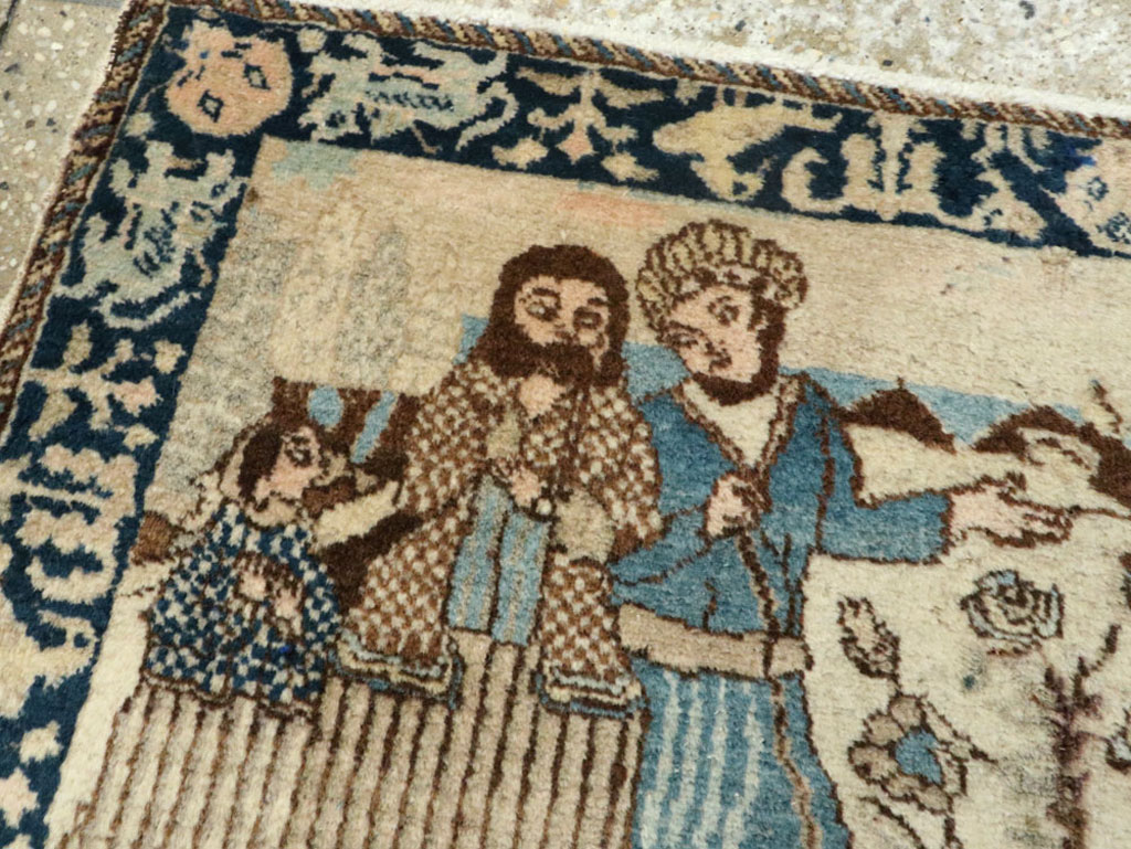 Vintage Persian Tabriz Pictorial Rug (Pair: 2 of 2), No.23893 - Staging