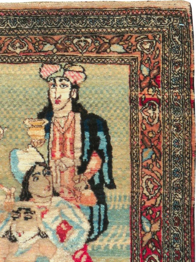 Vintage Persian Tabriz Pictorial Rug, No.23896 - Staging