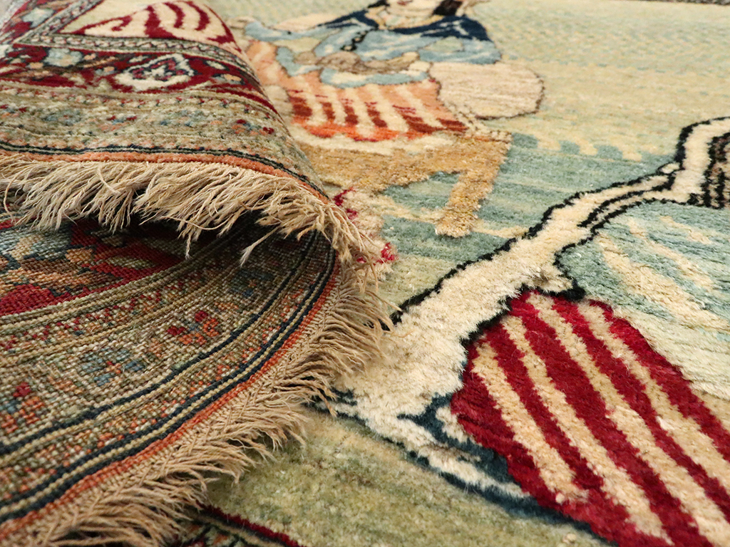 Vintage Persian Tabriz Pictorial Rug, No.23896 - Staging