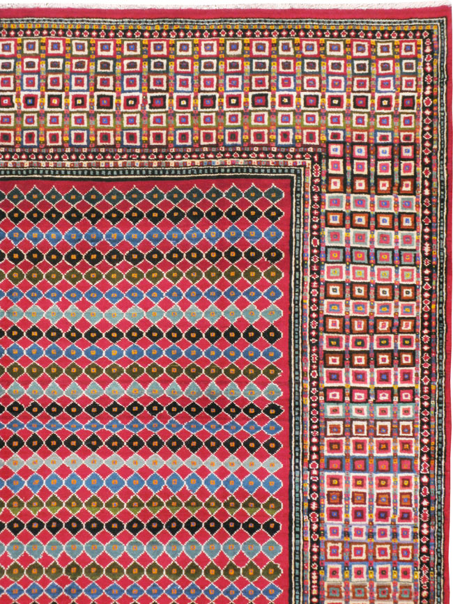 Vintage Persian Mashad Modernist Carpet, No.23914 - Staging