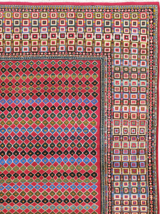 Vintage Persian Mashad Modernist Carpet, No.23914 - Staging