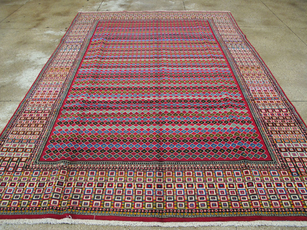 Vintage Persian Mashad Modernist Carpet, No.23914 - Staging