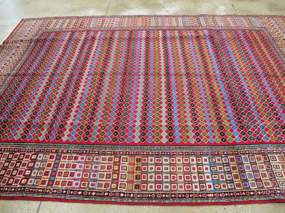 Vintage Persian Mashad Modernist Carpet, No.23914 - Staging
