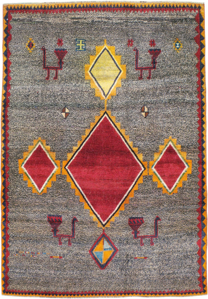 Vintage Persian Gabbeh Rug, No.23928 - Staging