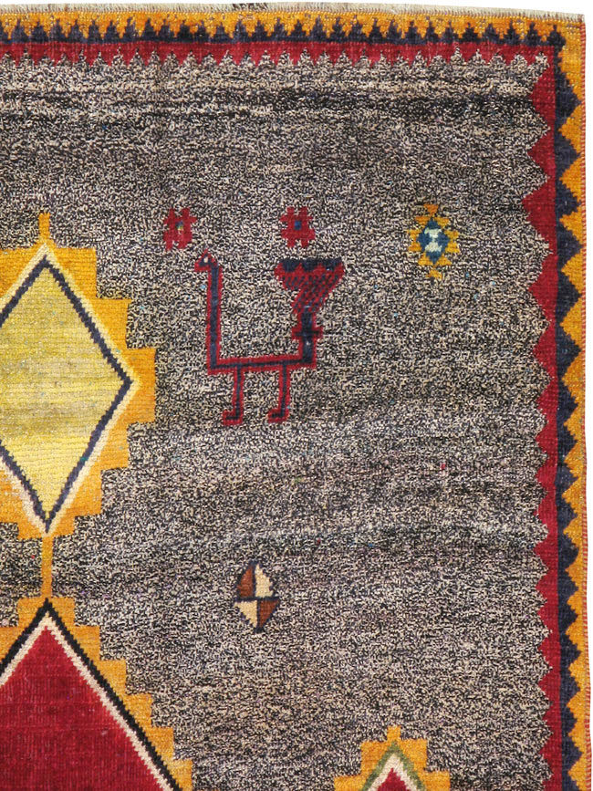 Vintage Persian Gabbeh Rug, No.23928 - Staging