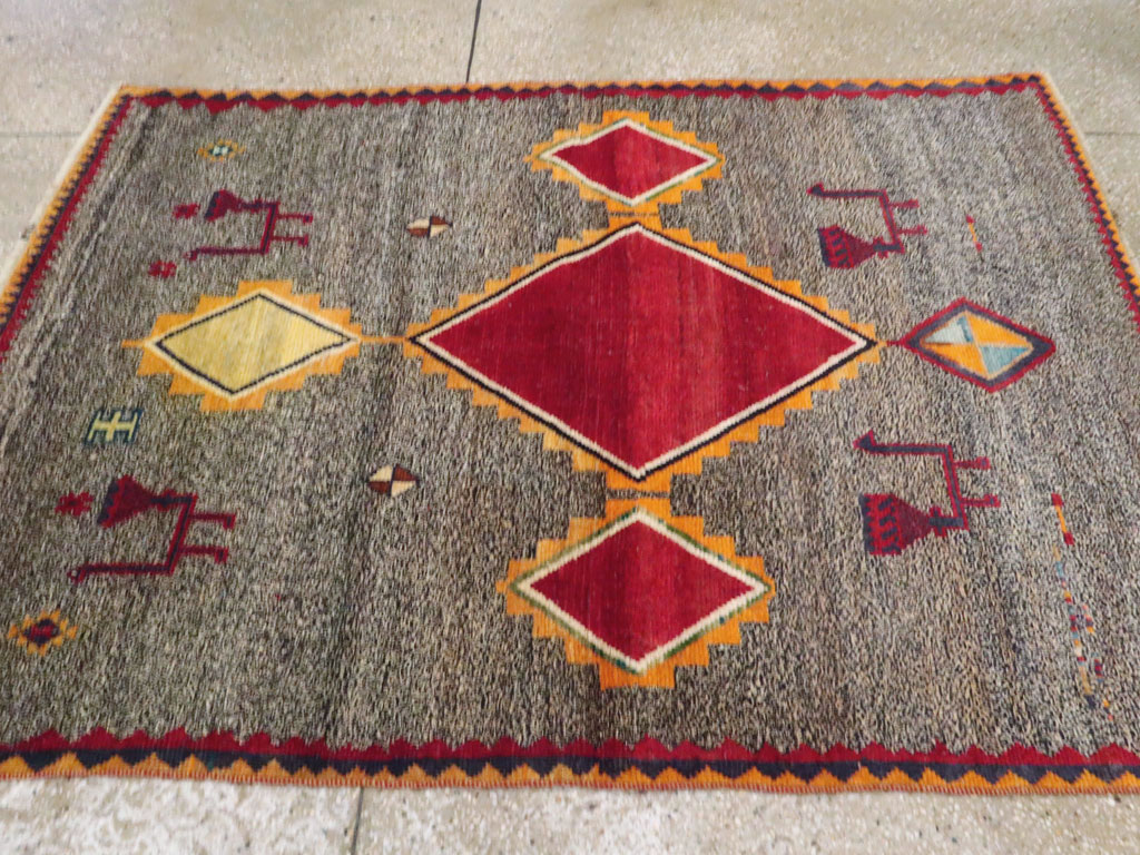 Vintage Persian Gabbeh Rug, No.23928 - Staging
