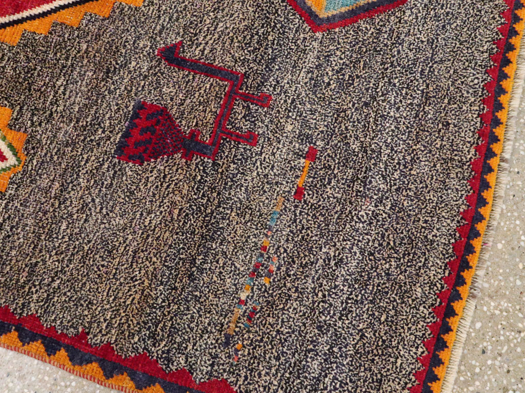 Vintage Persian Gabbeh Rug, No.23928 - Staging
