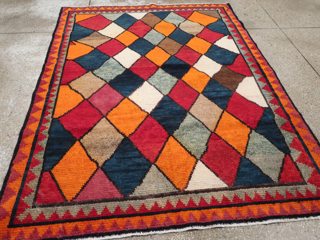 Vintage Persian Gabbeh Rug, No.23929 - Staging