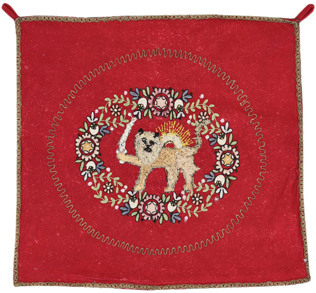 Vintage Embroidered and Beaded High Relief Textile Wall Hanging, No.23953 - Staging