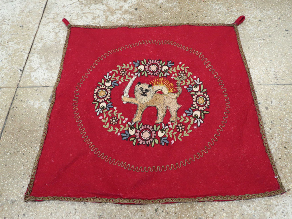 Vintage Embroidered and Beaded High Relief Textile Wall Hanging, No.23953 - Staging