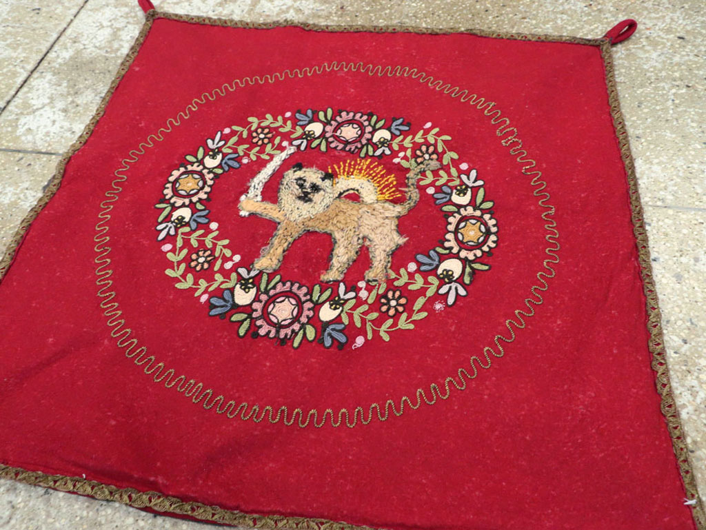 Vintage Embroidered and Beaded High Relief Textile Wall Hanging, No.23953 - Staging
