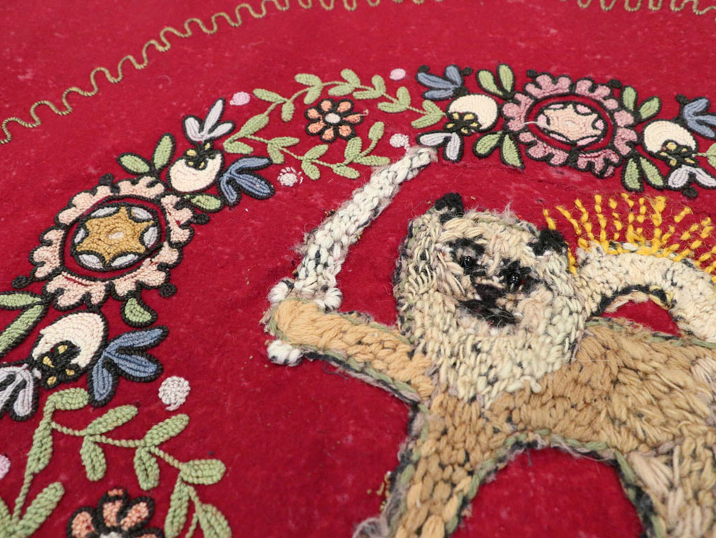 Vintage Embroidered and Beaded High Relief Textile Wall Hanging, No.23953 - Staging