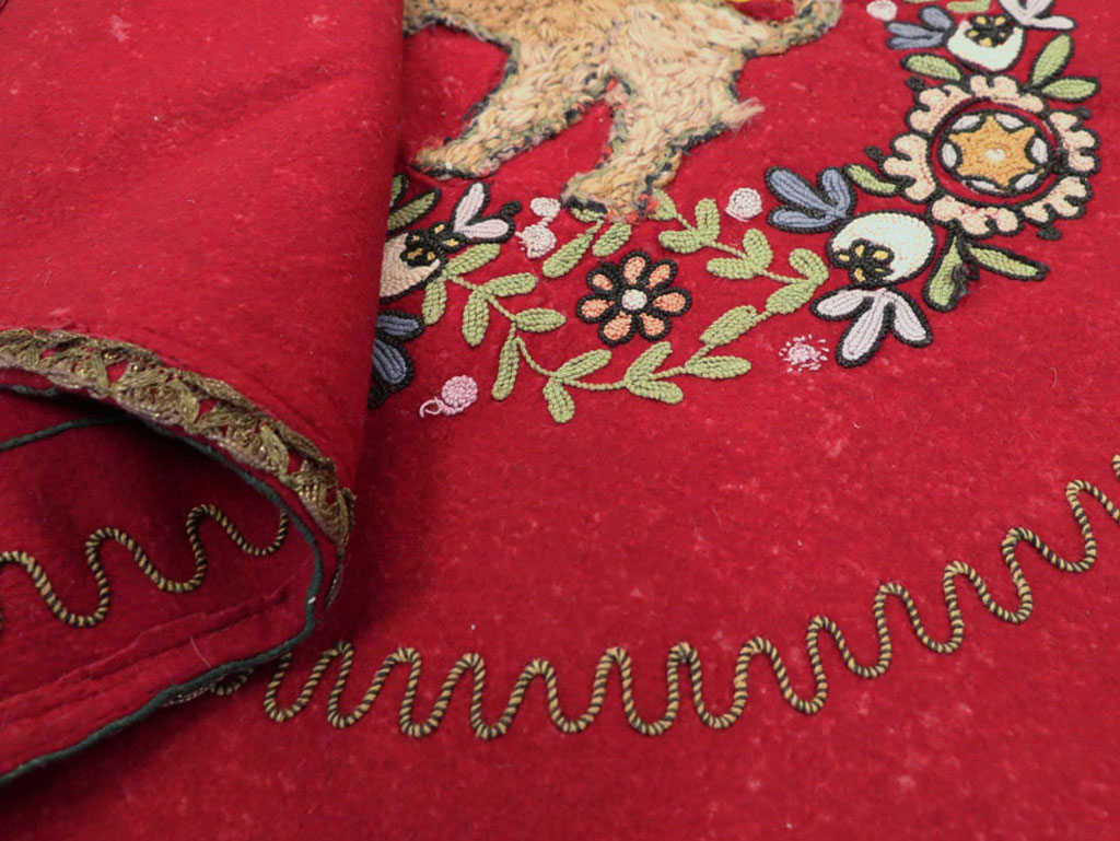 Vintage Embroidered and Beaded High Relief Textile Wall Hanging, No.23953 - Staging