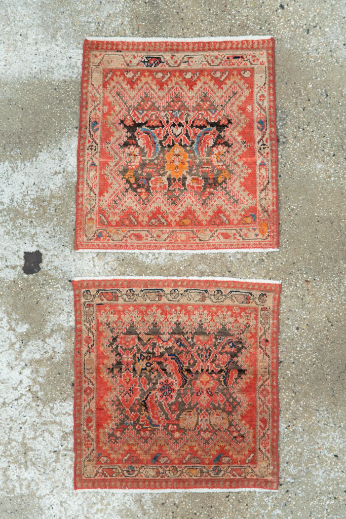 Antique Persian Malayer Square Rug (Pair: 1 of 2), No.23959 - Staging