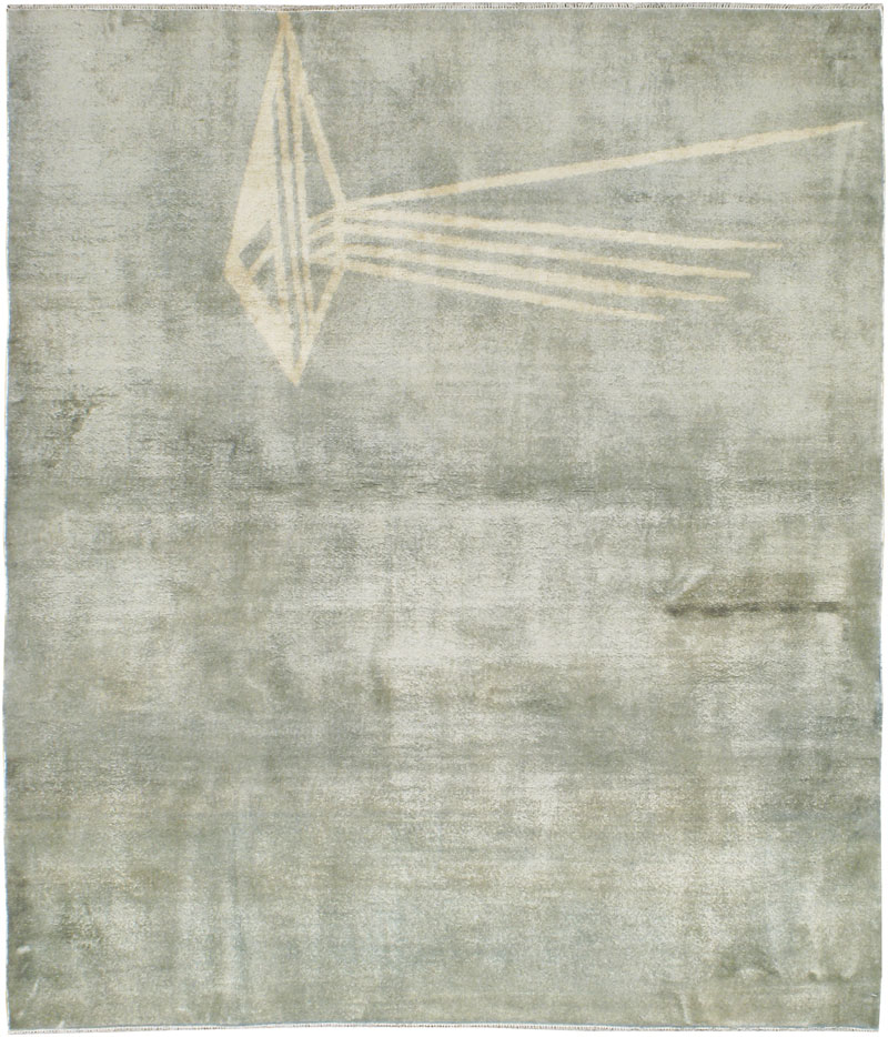 Vintage Persian Mashad Modernist Rug, No.23966 - Staging