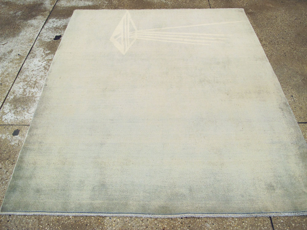 Vintage Persian Mashad Modernist Rug, No.23966 - Staging