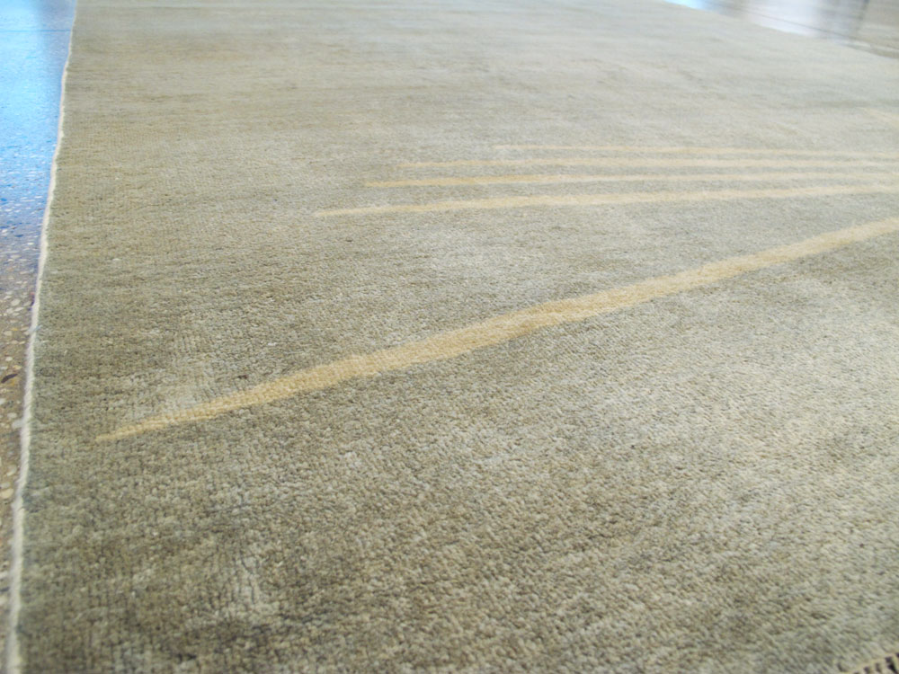 Vintage Persian Mashad Modernist Rug, No.23966 - Staging