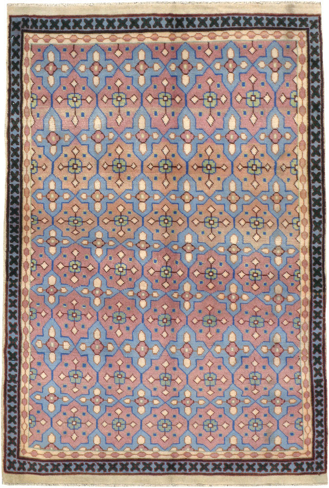 Vintage Persian Kashan Modernist Rug, No.23972 - Staging