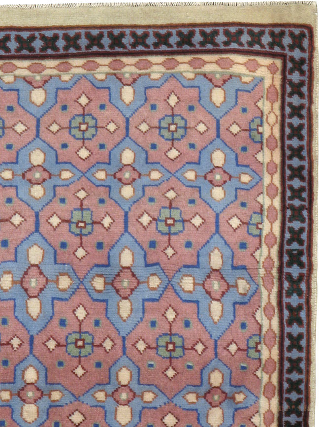 Vintage Persian Kashan Modernist Rug, No.23972 - Staging